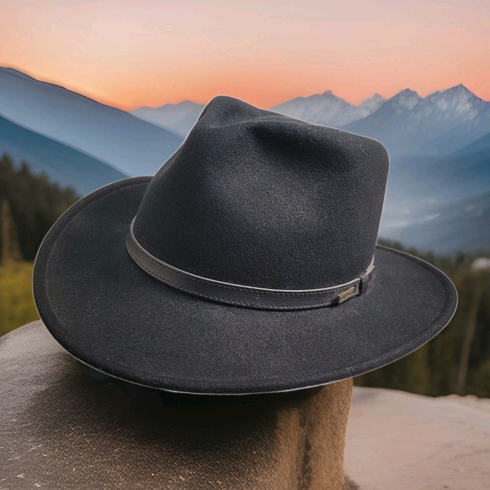 Vintage Pendleton Black 100% Wool Outback Fedora XXL Made USA 90's Y2K Western